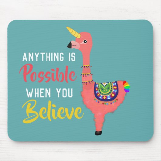 Inspirerend Unicorn Flamingo Llama gelooft Quote Muismat (Voorkant)