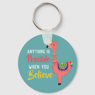 Inspirerend Unicorn Flamingo Llama gelooft Quote Sleutelhanger