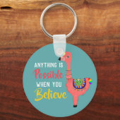 Inspirerend Unicorn Flamingo Llama gelooft Quote Sleutelhanger (Voorkant)
