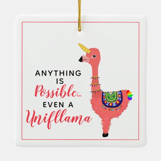 Inspirerend Unicorn Flamingo Llama Unifllama Keramisch Ornament (Achterkant)