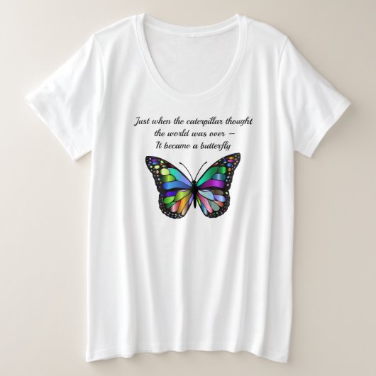 Inspirerend van de driepijlervlinder grote maat t-shirt (Design voorkant)