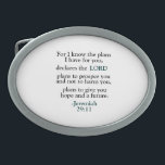 Inspirerend Verse Jeremia 29:11 Gesp<br><div class="desc">Omarm de diepgaande boodschap van Jeremia 29:11 door ons opvallende ontwerp. Dit vers, 'Want ik ken de plannen die ik voor u heb, verklaart de Heer', staat in het vette zwart centraal, terwijl 'Heer' en 'Jeremia 29:11' in kalmerend blauw opvallen, waardoor een visueel boeiend contrast ontstaat. Ons ontwerp legt prachtig...</div>
