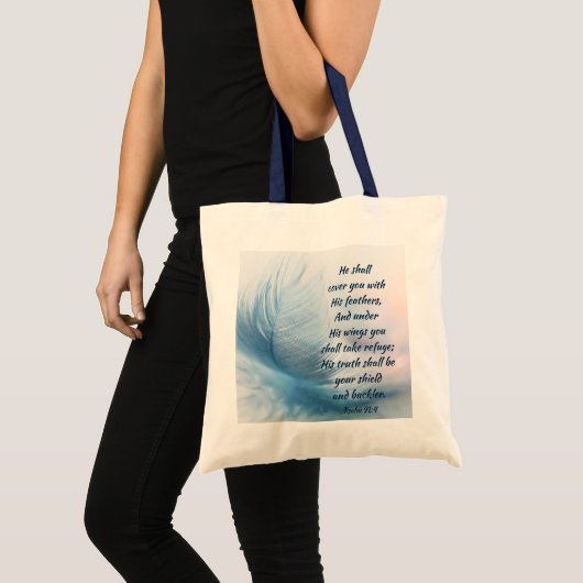 Inspirerend versterkende psalm 91:4 onder zijn vle tote bag (Voorkant (product))