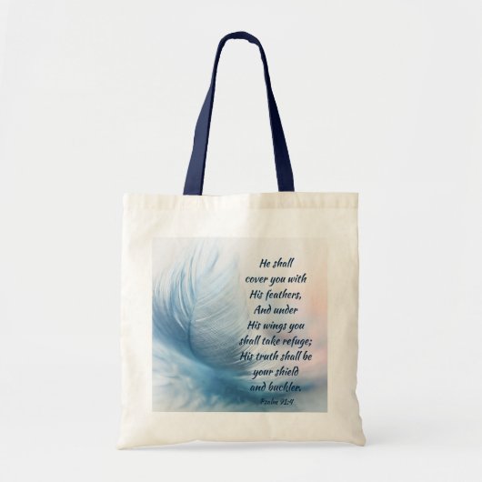 Inspirerend versterkende psalm 91:4 onder zijn vle tote bag (Voorkant)