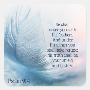 Inspirerend versterkende psalm 91:4 onder zijn vle vierkante sticker