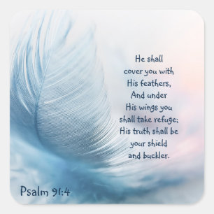 Inspirerend versterkende psalm 91:4 onder zijn vle vierkante sticker