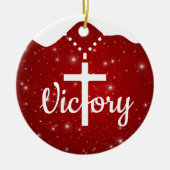 Inspirerend Victory Cross Christelijk Decor ⛪️ 🎄 Keramisch Ornament (Voorkant)