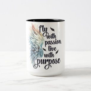 Inspirerend vliegen met passie tweekleurige koffiemok