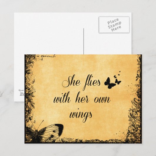 Inspirerend vliegt ze met haar eigen 'Wings Quote' Briefkaart (Voorkant / Achterkant)