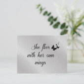 Inspirerend vliegt ze met haar eigen 'Wings Quote' Briefkaart (Staand voorkant)