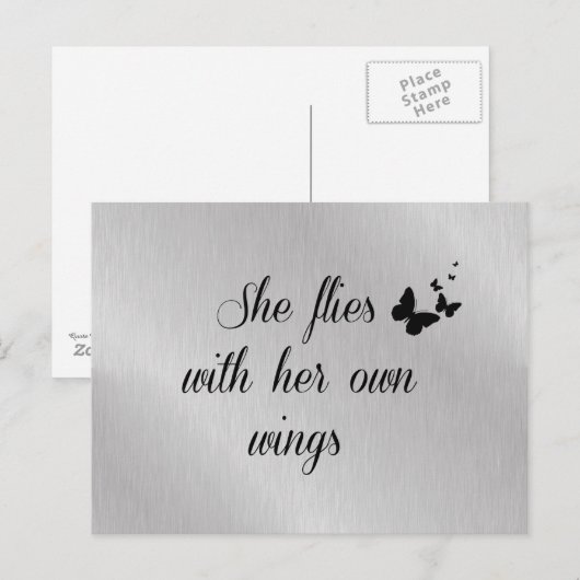 Inspirerend vliegt ze met haar eigen 'Wings Quote' Briefkaart (Voorkant / Achterkant)