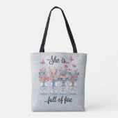 Inspirerend vlinder/bloemenbijbeltekst tote bag (Achterkant)