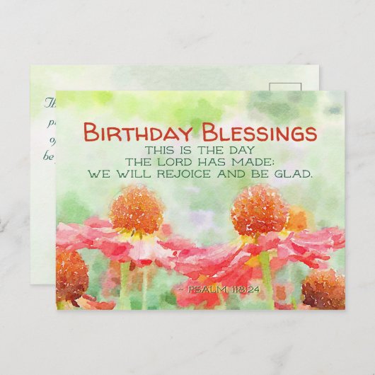 Inspirerend vogelpsalm 118:24 Bloemen Briefkaart (Voorkant / Achterkant)