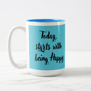 Inspirerend voor dagelijks motivatie tweekleurige koffiemok