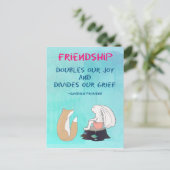 Inspirerend vriendschap QuoteCute Animal Sketch Briefkaart (Staand voorkant)