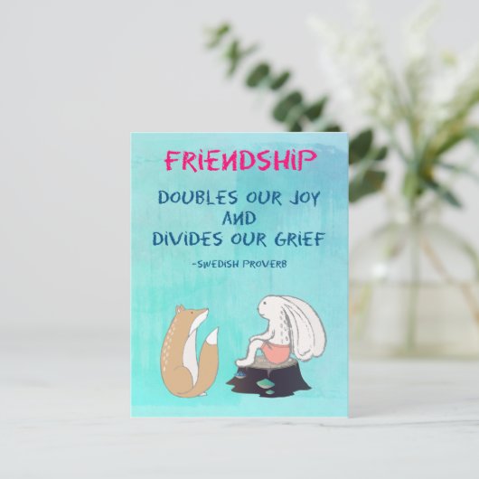 Inspirerend vriendschap QuoteCute Animal Sketch Briefkaart (Staand voorkant)