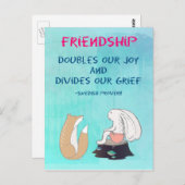 Inspirerend vriendschap QuoteCute Animal Sketch Briefkaart (Voorkant / Achterkant)