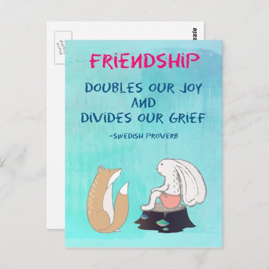 Inspirerend vriendschap QuoteCute Animal Sketch Briefkaart (Voorkant / Achterkant)