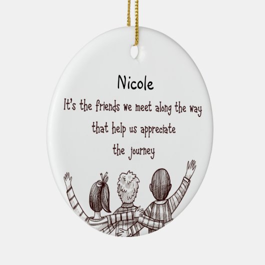 Inspirerend vriendschapsofferte voor uw vriend keramisch ornament (Rechts)