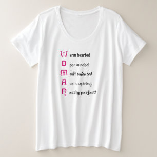 Inspirerend VROUW-tekst Grote Maat T-shirt