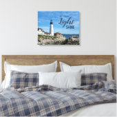 Inspirerend vuurtoren van Gezegde Portland Head Canvas Afdruk (Insitu (Slaapkamer))
