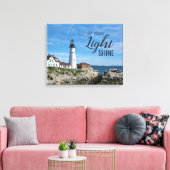 Inspirerend vuurtoren van Gezegde Portland Head Canvas Afdruk (Insitu (Woonkamer))