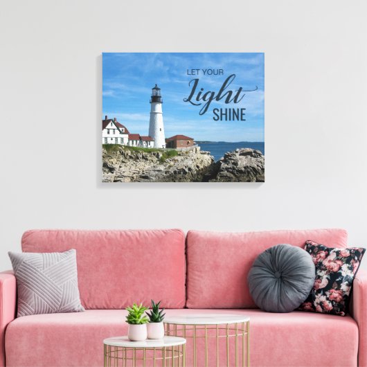 Inspirerend vuurtoren van Gezegde Portland Head Canvas Afdruk (Insitu (Woonkamer))