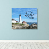 Inspirerend vuurtoren van Gezegde Portland Head Canvas Afdruk (Insitu (Houten vloer))