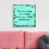 Inspirerend waar hoop is, Faith Quote Canvas Afdruk (Insitu (Woonkamer))