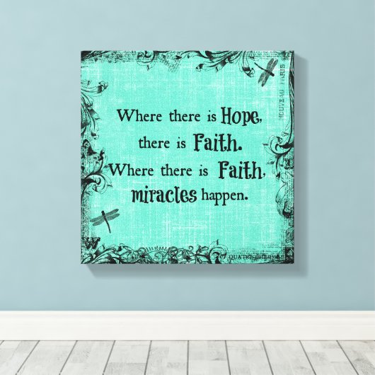 Inspirerend waar hoop is, Faith Quote Canvas Afdruk (Insitu (Houten vloer))