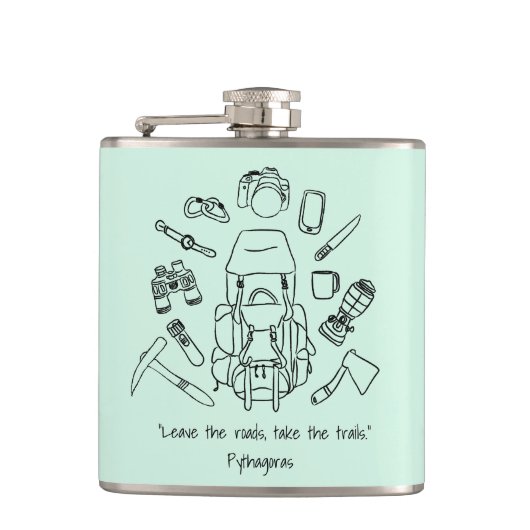 Inspirerend Wandelen Vinyl Wrapped Kolf Heupfles (Voorkant)