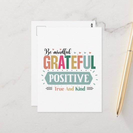 Inspirerend ware soort mindful dankbaar positief briefkaart (Voorkant / Achterkant in situ)
