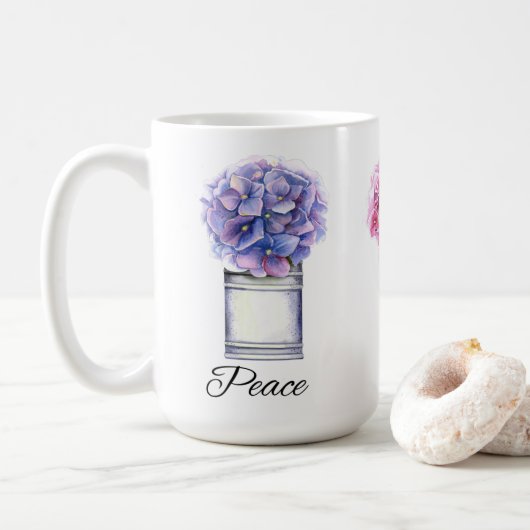 Inspirerend Waterverf Hydrangeas Koffiemok (Met donut)