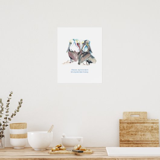 Inspirerend Waterverf Pelicans Poster (Keuken)