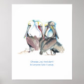 Inspirerend Waterverf Pelicans Poster (Voorkant)