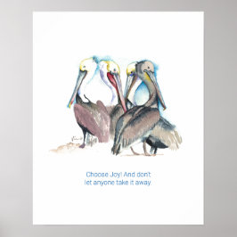 Inspirerend Waterverf Pelicans Poster