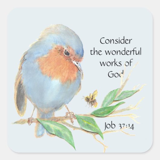 Inspirerend Waterverf van de Quote Quote Bird Art Vierkante Sticker (Voorkant)