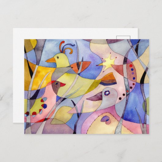 Inspirerend Waterverf Vogels Briefkaart (Voorkant / Achterkant)