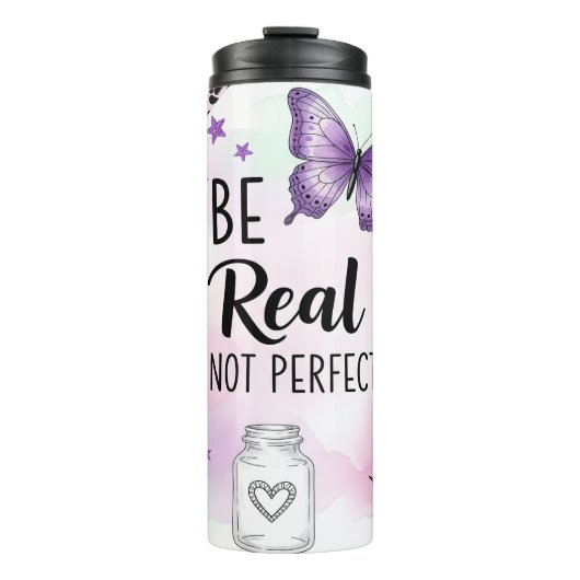 Inspirerend Wees Echt Niet Perfect Thermosbeker (Voorkant)