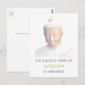 Inspirerend weldoencitaat met witte boeddha briefkaart (Voorkant / Achterkant)