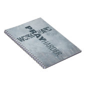 Inspirerend werk hard bidden harder kruis blauw notitieboek (Rechterzijde)