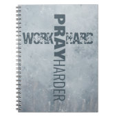 Inspirerend werk hard bidden harder kruis blauw notitieboek (Voorkant)