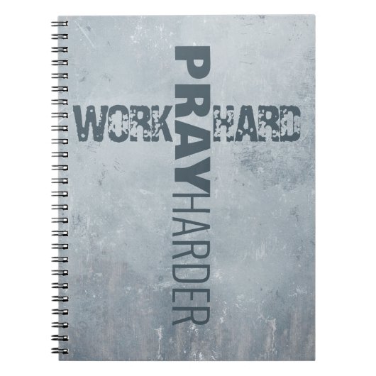 Inspirerend werk hard bidden harder kruis blauw notitieboek (Voorkant)