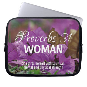 Inspirerend werkwoorden 31 Vrouw STERKTE Laptop Sleeve