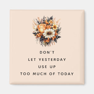 Inspirerend wijze woorden met een bloemenboeket magneet