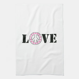 Inspirerend witte roze liefde Peace Hearts Theedoek