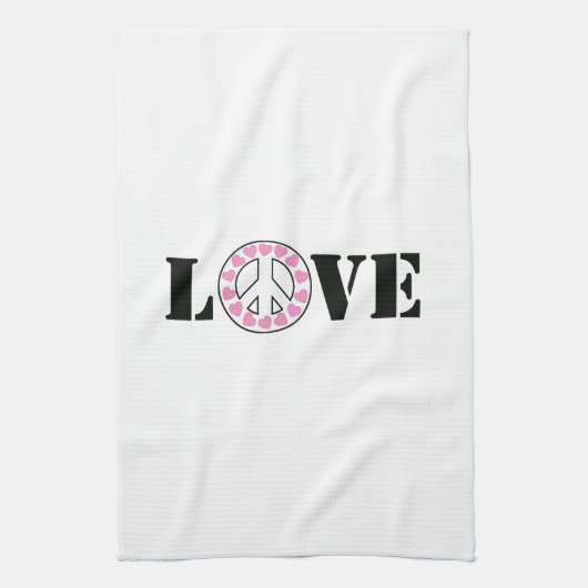 Inspirerend witte roze liefde Peace Hearts Theedoek (Verticaal)