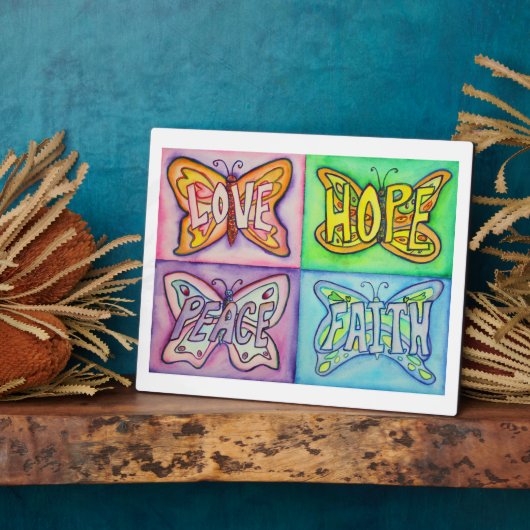 Inspirerend Woord Kunst Vlinder Schilderij Plaque Fotoplaat (Zijkant)