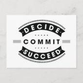 Inspirerend woorden Beslissen Commit Succes Briefkaart (Voorkant)