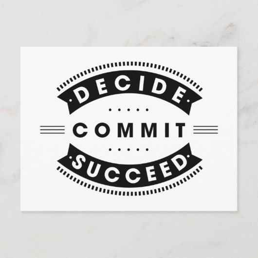 Inspirerend woorden Beslissen Commit Succes Briefkaart (Voorkant)